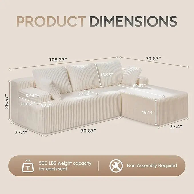 Modular L-Shaped Sectional Sofa