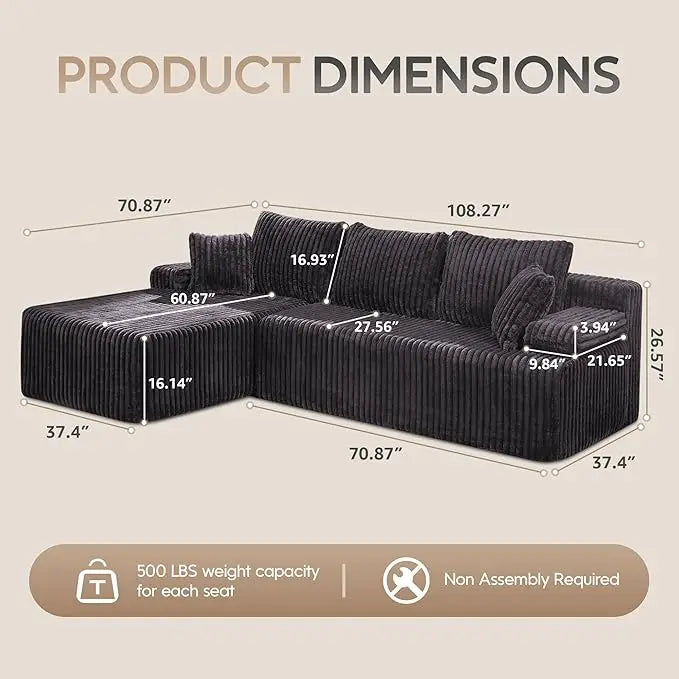 Modular L-Shaped Sectional Sofa