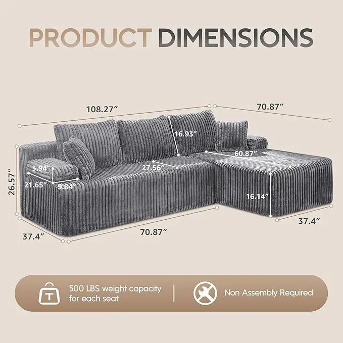 Modular L-Shaped Sectional Sofa
