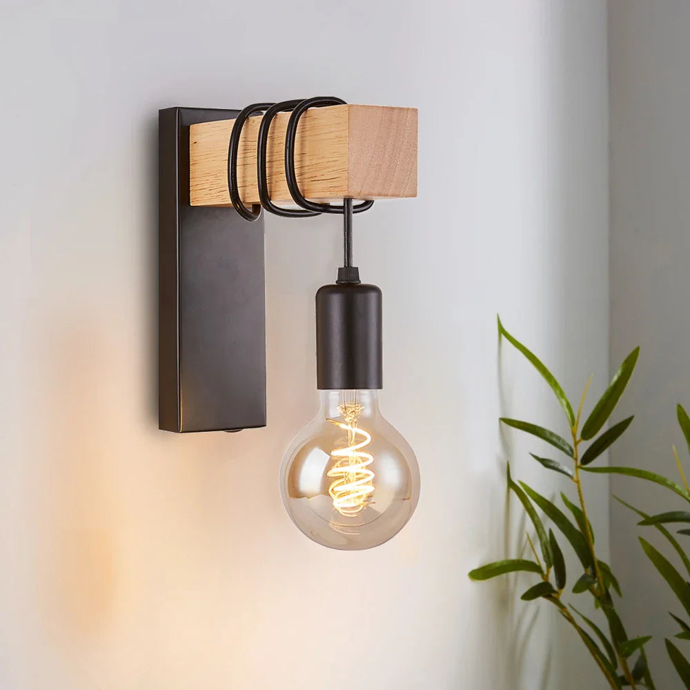 Rustic Wood Wall Lamp