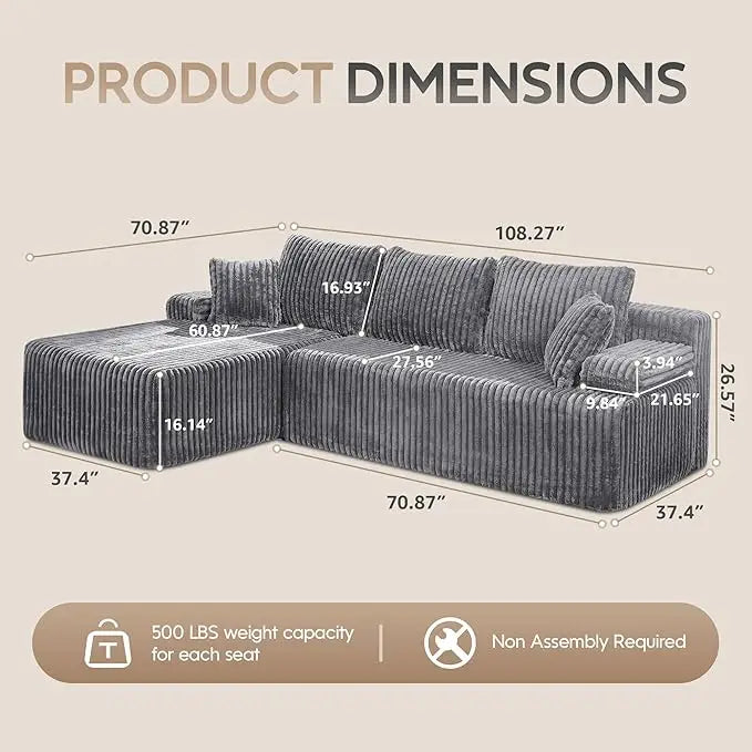 Modular L-Shaped Sectional Sofa