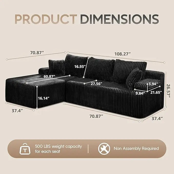 Modular L-Shaped Sectional Sofa