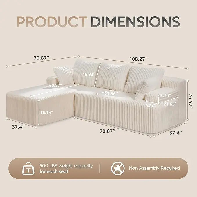 Modular L-Shaped Sectional Sofa