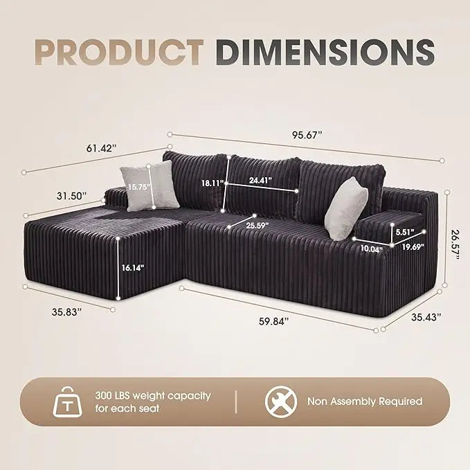 Modular L-Shaped Sectional Sofa
