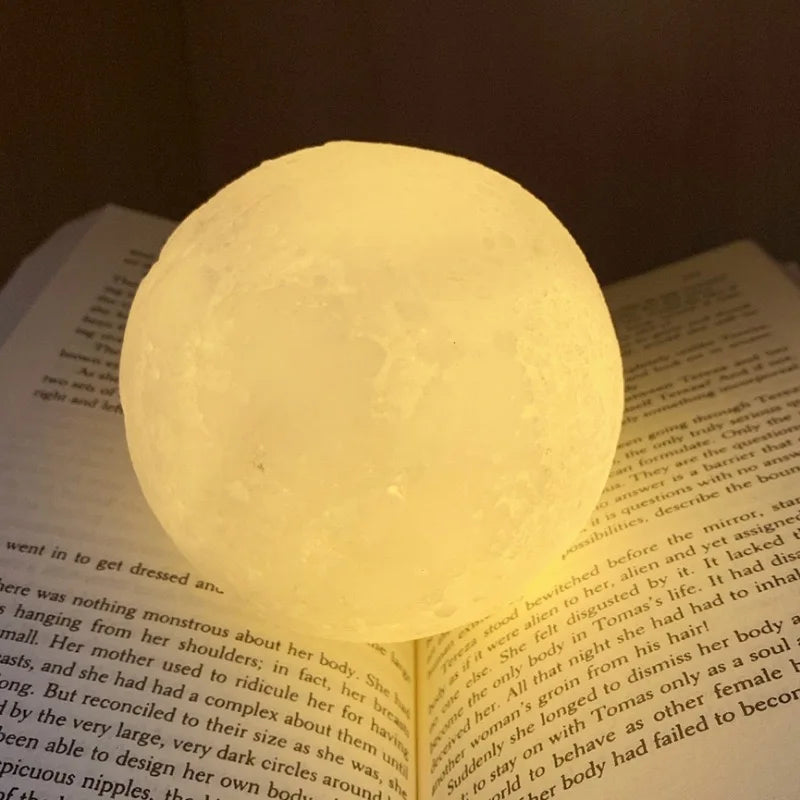 Moon Lamp LED Night Light Battery Powered With Stand Starry Lamp