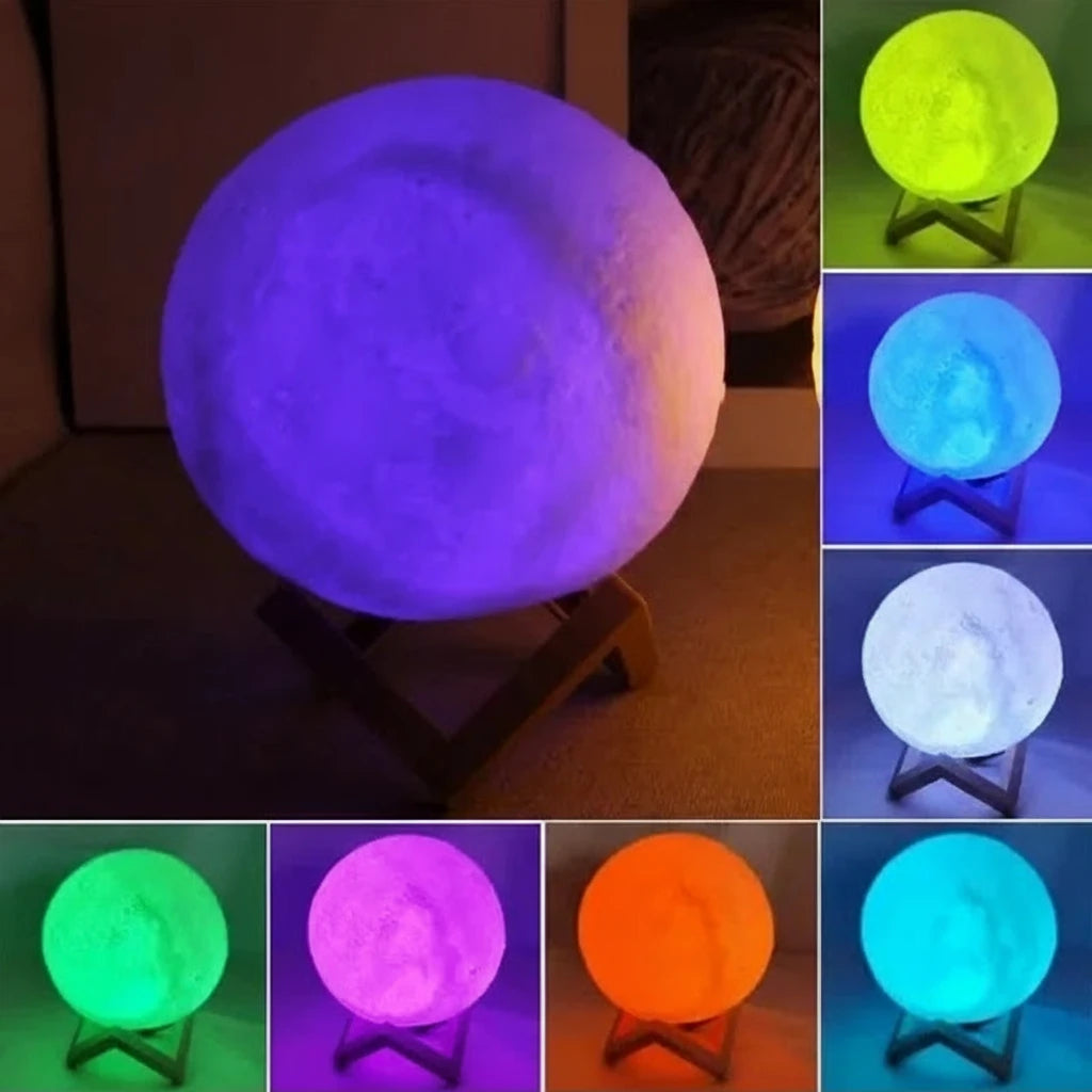 Moon Lamp LED Night Light Battery Powered With Stand Starry Lamp