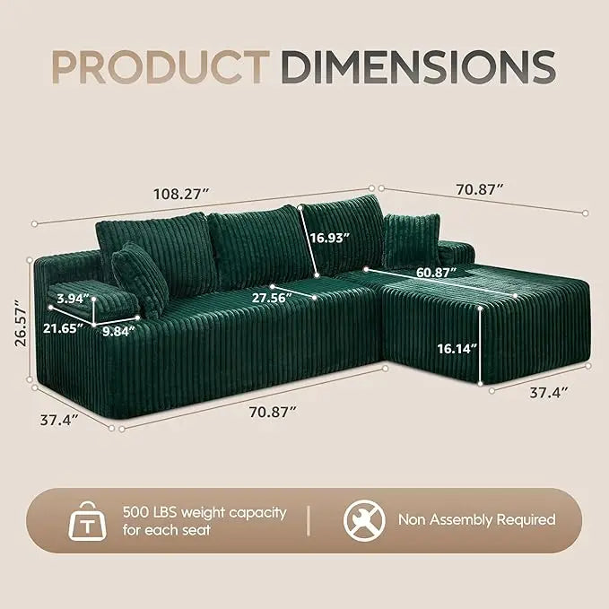 Modular L-Shaped Sectional Sofa