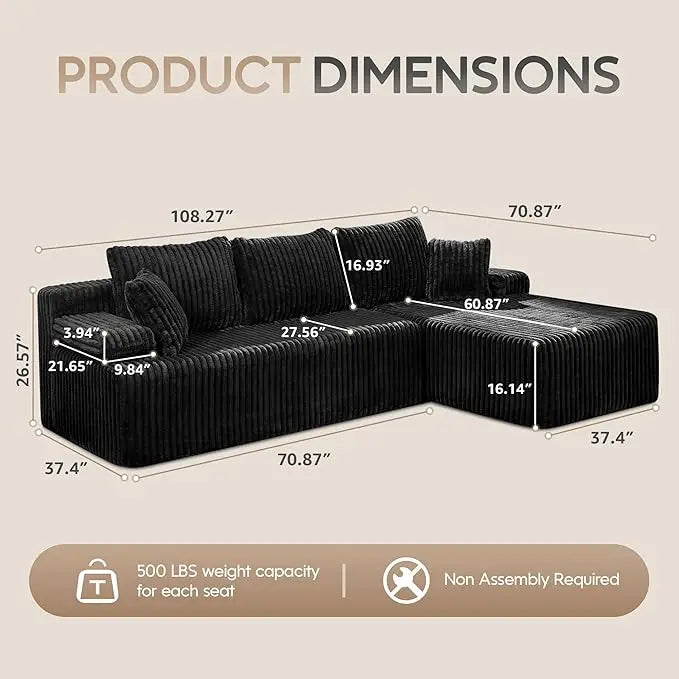 Modular L-Shaped Sectional Sofa