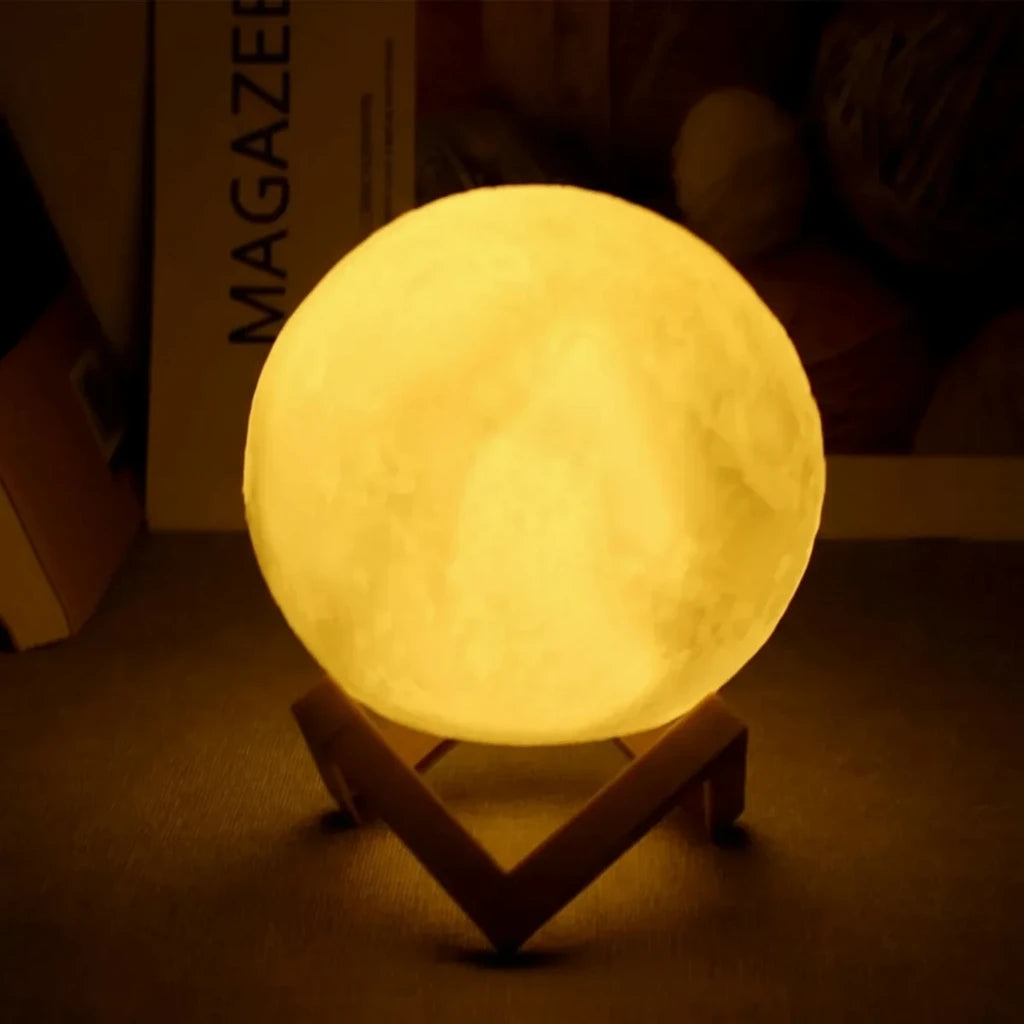 Moon Lamp LED Night Light Battery Powered With Stand Starry Lamp
